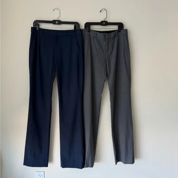 Banana Republic Women's Navy and Dark Gray Straight Leg Pants - Picture 1 of 13